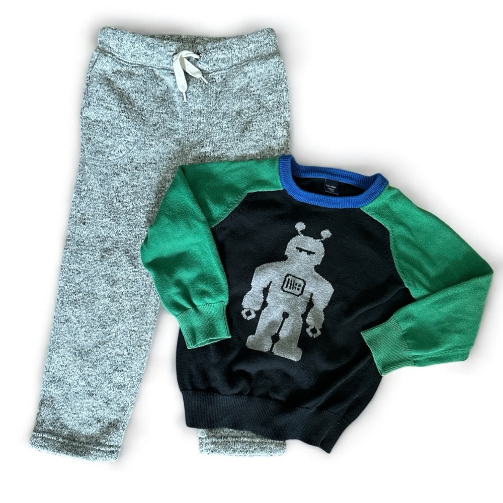 Baby Gap joggers/Sweatpants with matching Robot Sweater Boys Size 4T